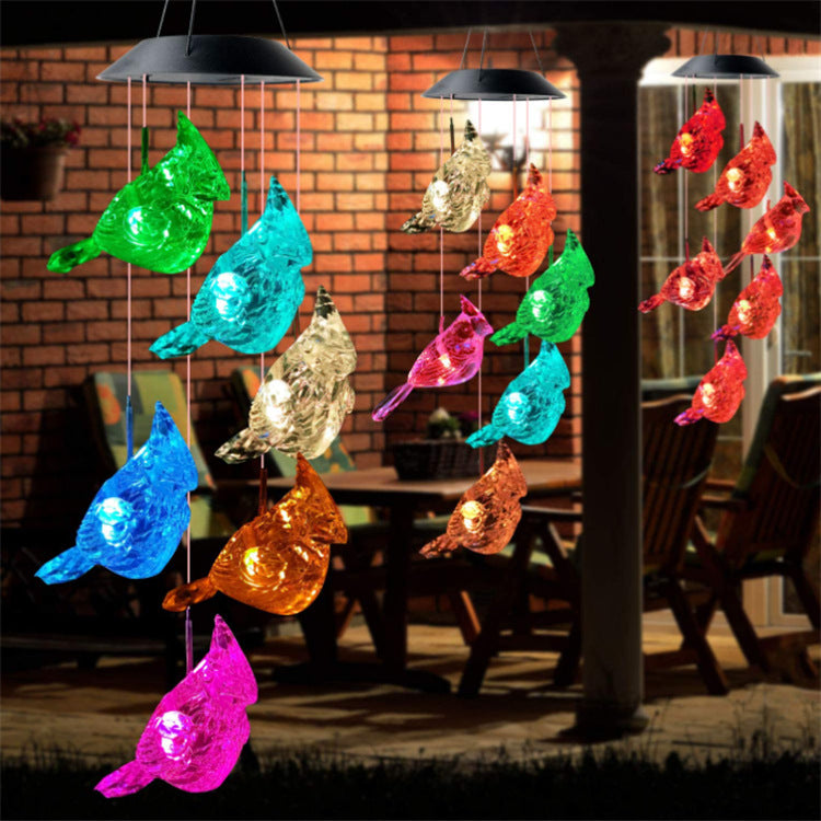 LED Solar Butterfly Wind Chime Garden Hanging Light Stornfield