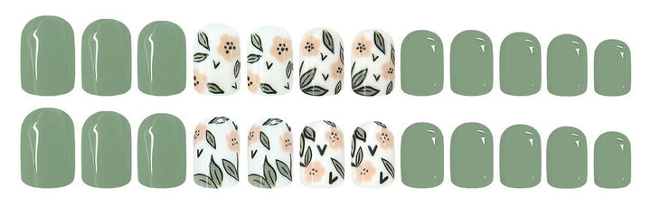 Artificial nail set with elegant floral patterns and modern design Stornfield