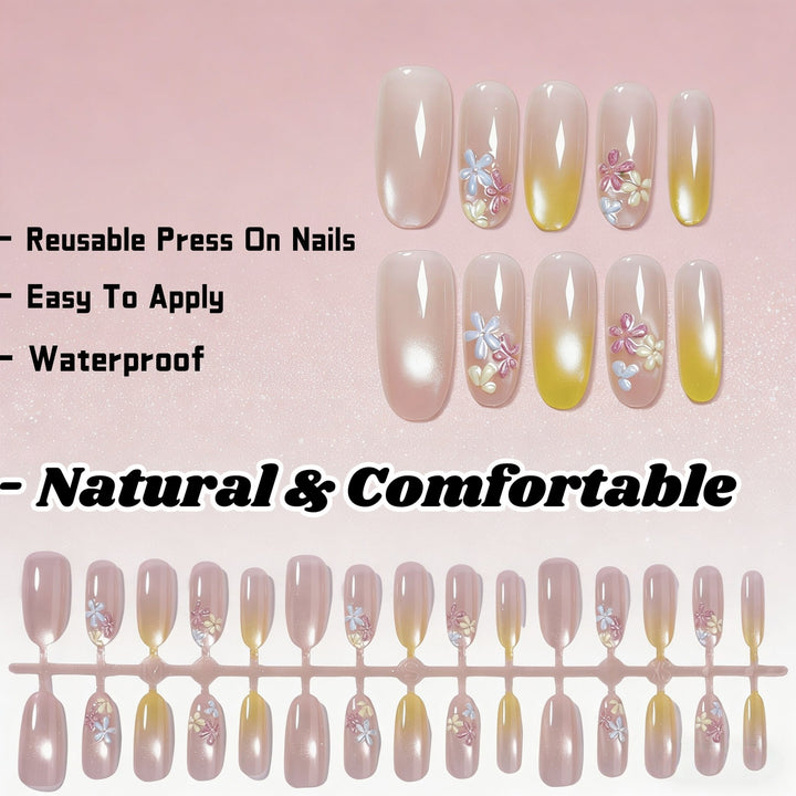 Elegant Floral Press-On Nails