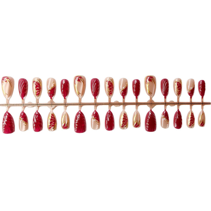 Artistic Nail Art Set with Elegant Leaf Patterns