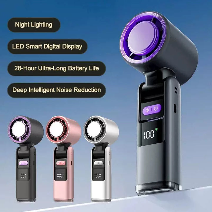 Unisex one size rechargeable portable bladeless style mini fan with foldable head LED status indicator and high capacity battery Stornfield