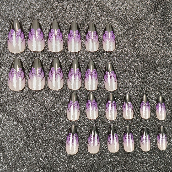 Artistic Press-On Nail Set with Lavender Ombre Design Stornfield