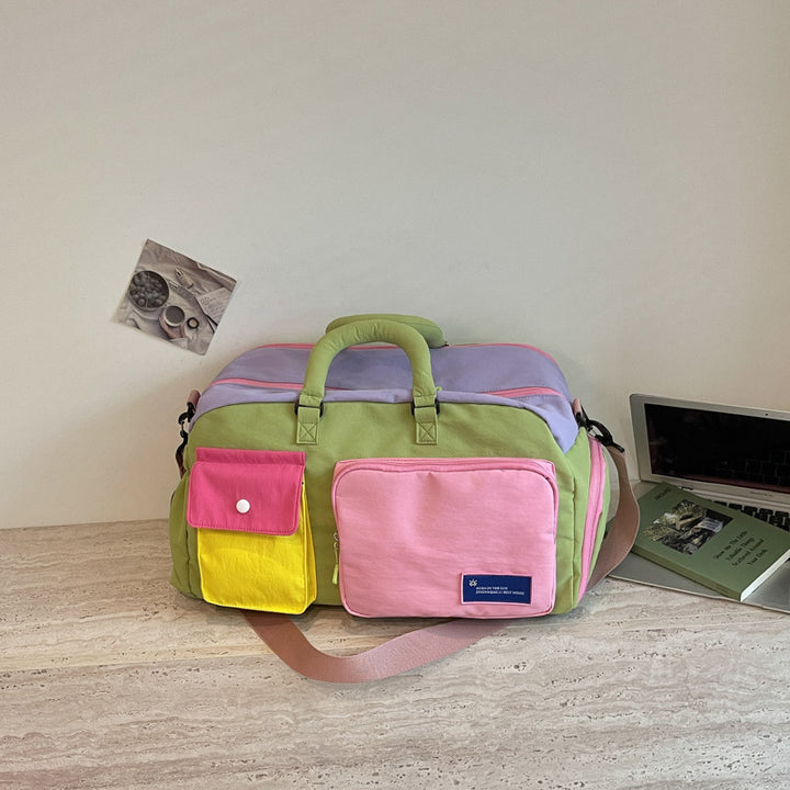 Vibrant Color Block Travel Duffel