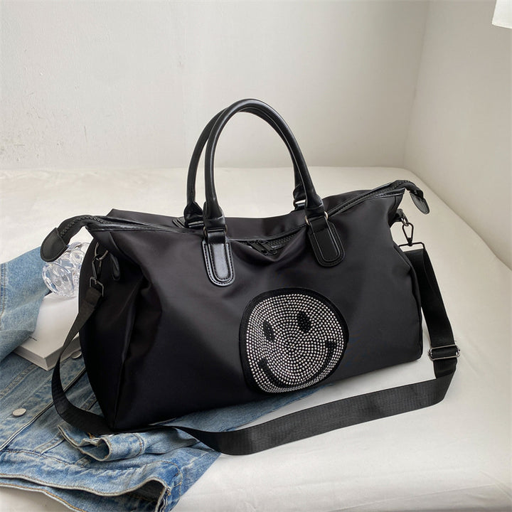 Fashionable Multi-Pocket Smile Print Duffle Bag Stornfield