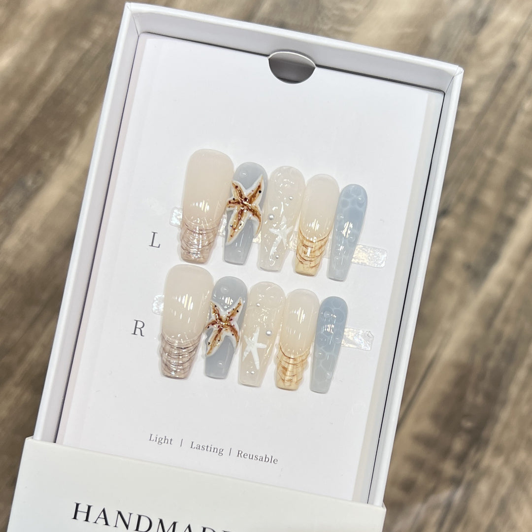 Handmade Coastal-Inspired Press-On Nail Set Stornfield