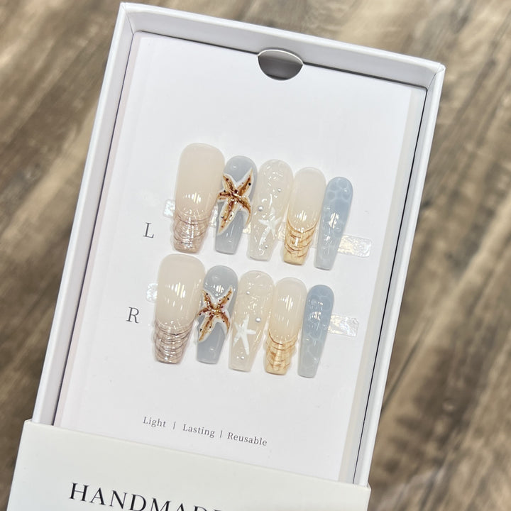 Handmade Coastal-Inspired Press-On Nail Set Stornfield