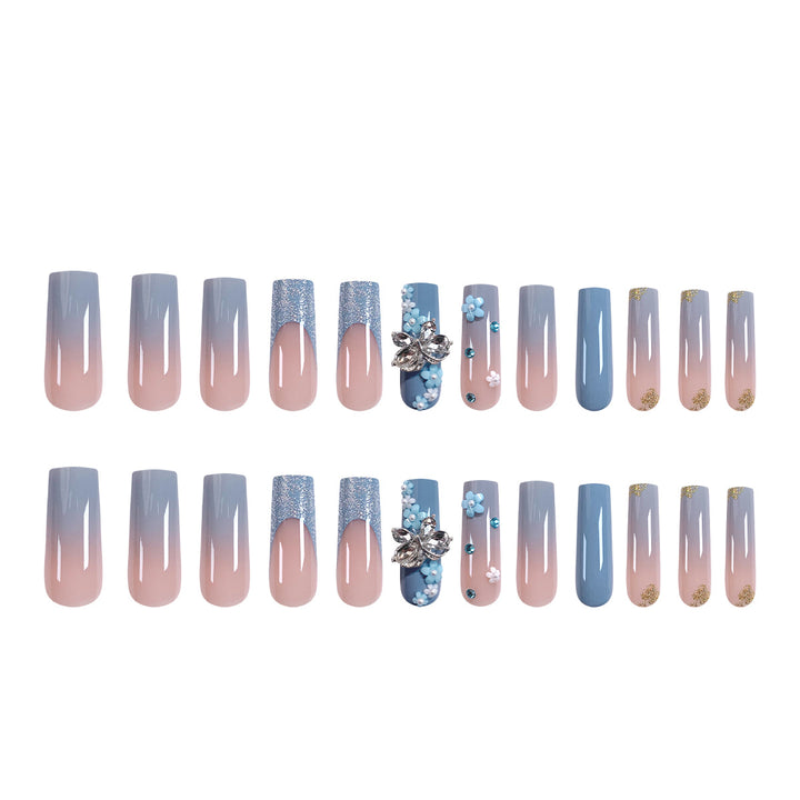 Artistic acrylic nails with flower and glitter design Stornfield