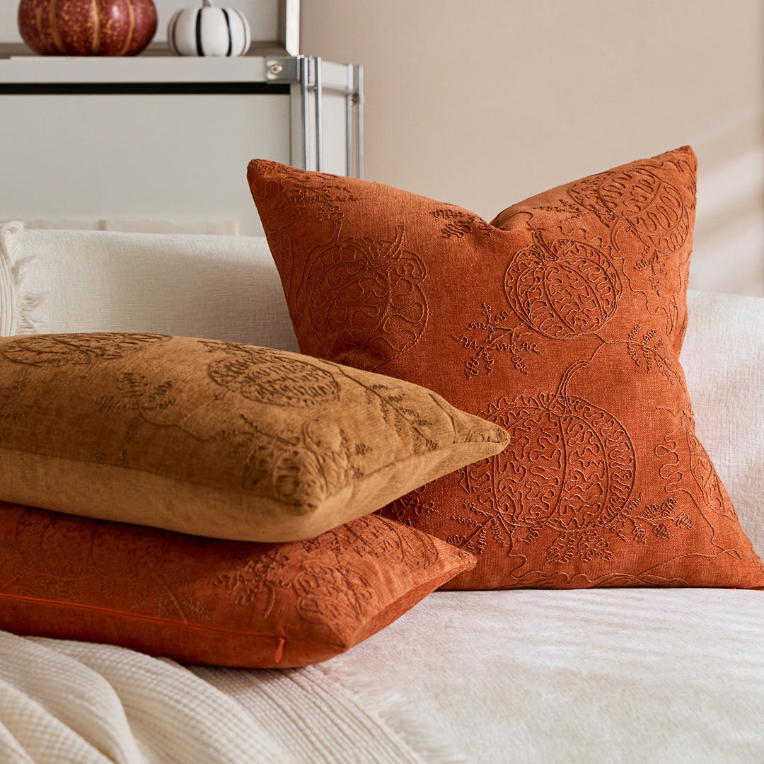 Decorative Embroidered Velvet Throw Pillow Cover Set
