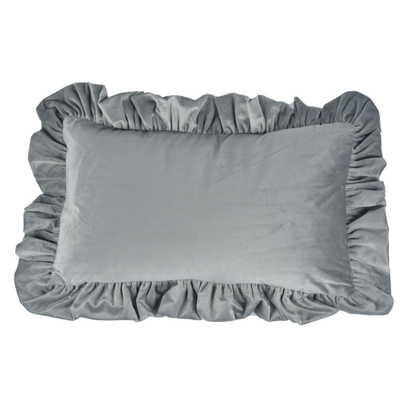 Plush Velvet Ruffled Rectangular Pillow Sham with Hidden Zipper