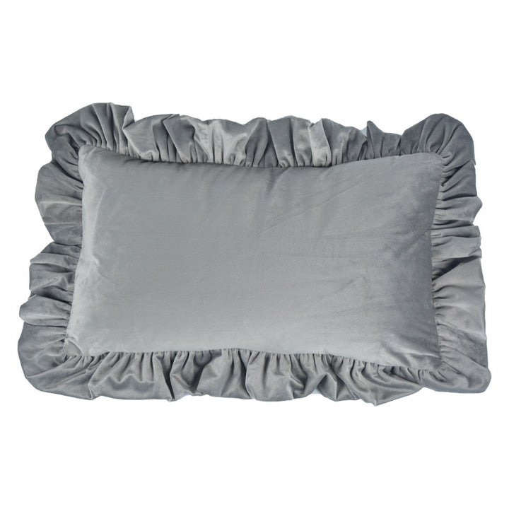 Plush Velvet Ruffled Rectangular Pillow Sham with Hidden Zipper