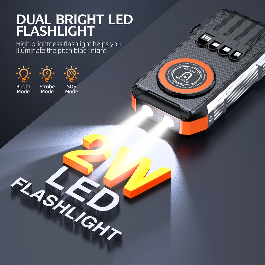 Multifunctional solar power bank with LED light and fast charging function Stornfield