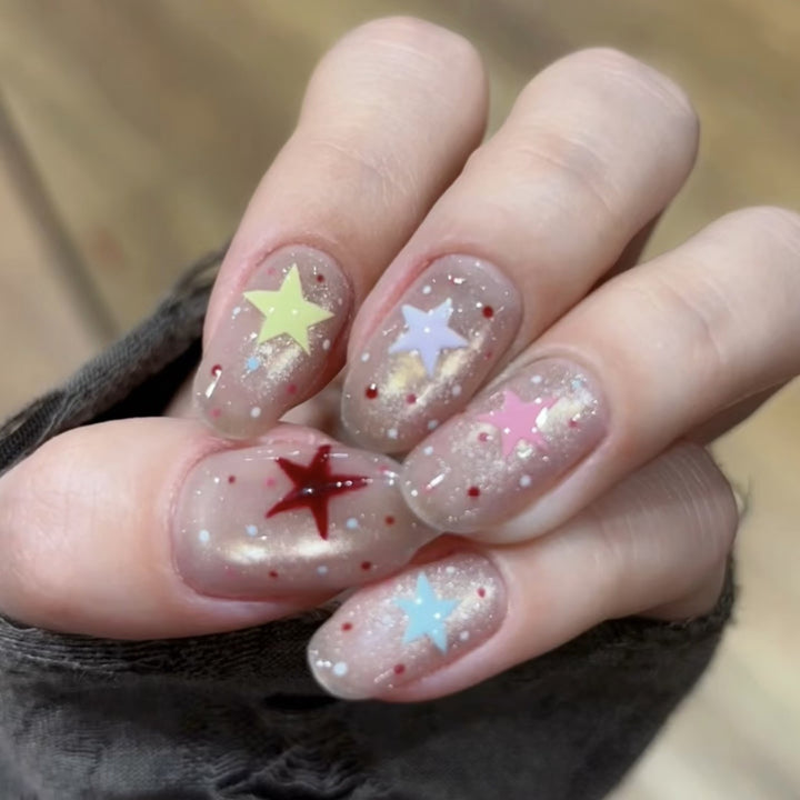Artistic Star-Design Press-On Nail Set