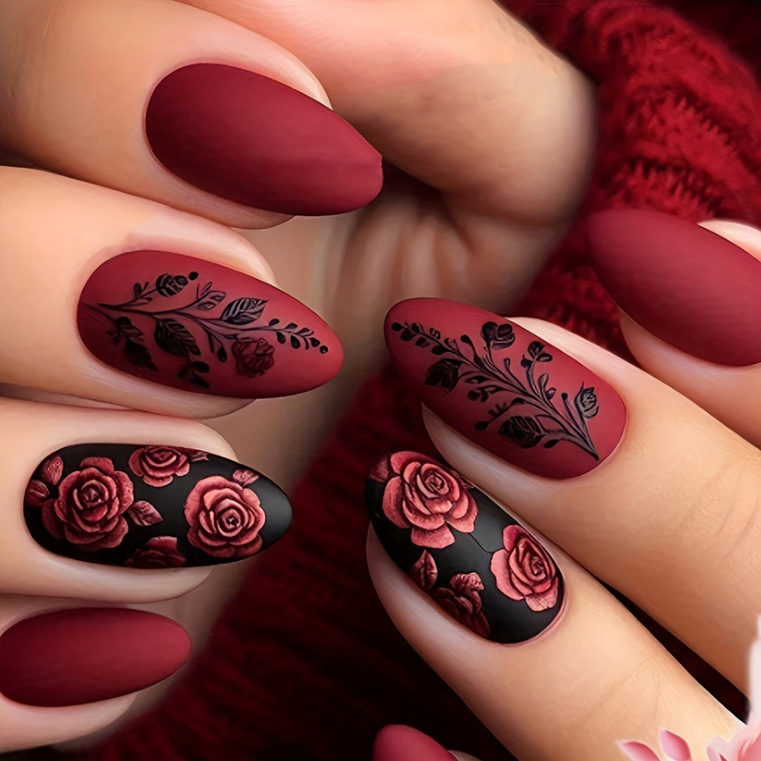 Artificial nails with elegant rose design Stornfield