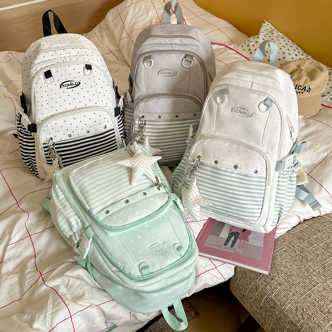 Versatile Polka Dot and Striped Design Backpack Stornfield
