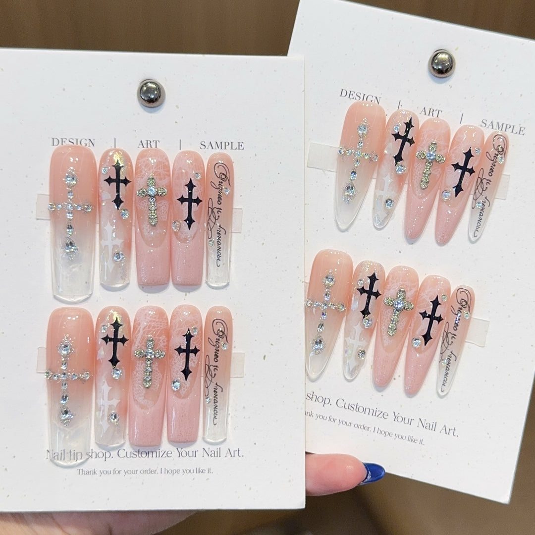 Fashionable Cross Design Artificial Nails Stornfield