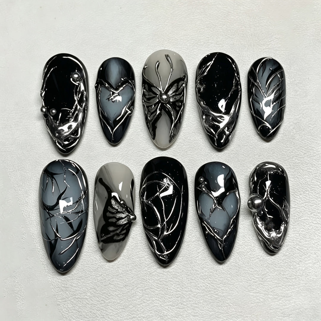 Artistic Gothic-Inspired Press-On Nail Set Stornfield