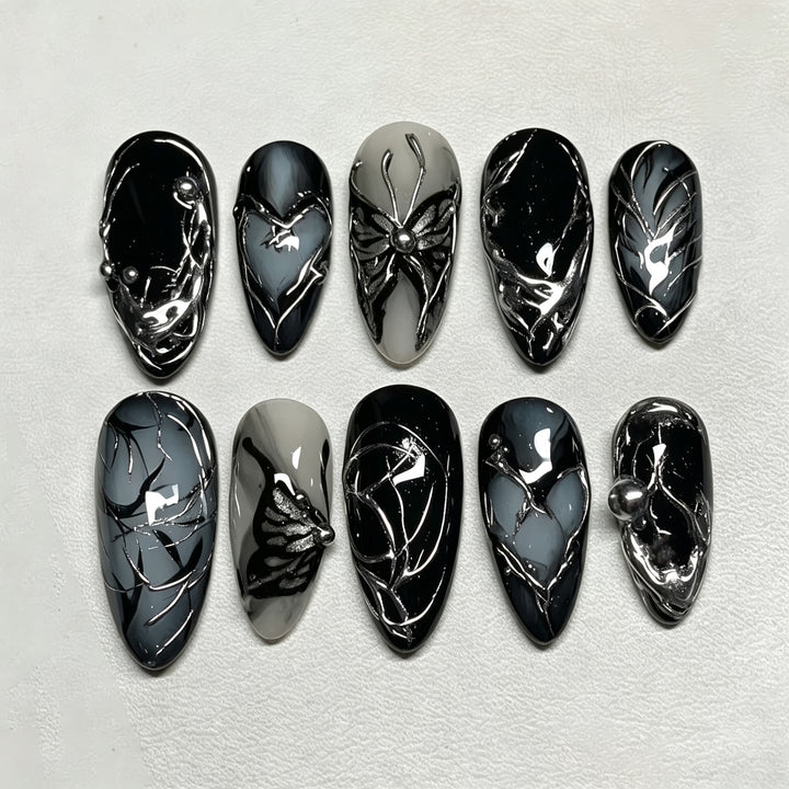 Artistic Gothic-Inspired Press-On Nail Set Stornfield