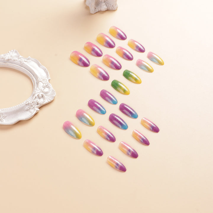 Colorful Ombre Glitter Press-On Nails Stornfield