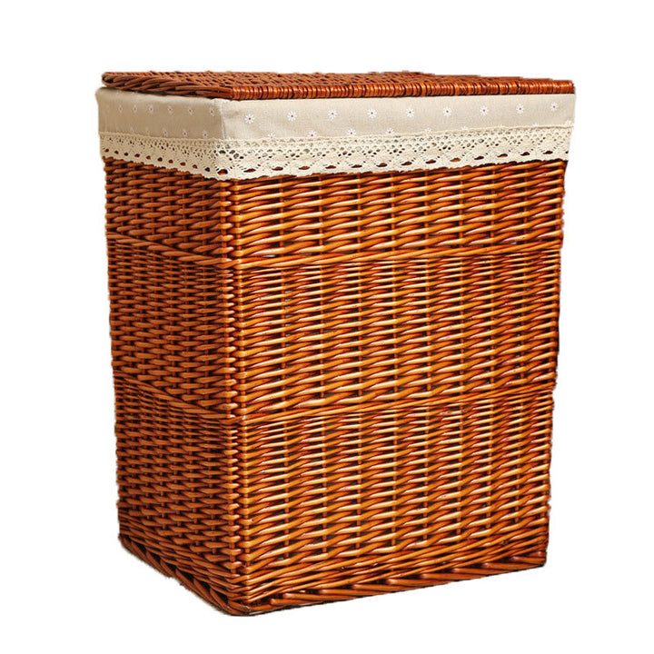 Women's laundry basket with decorative fabric cover and practical lid Stornfield