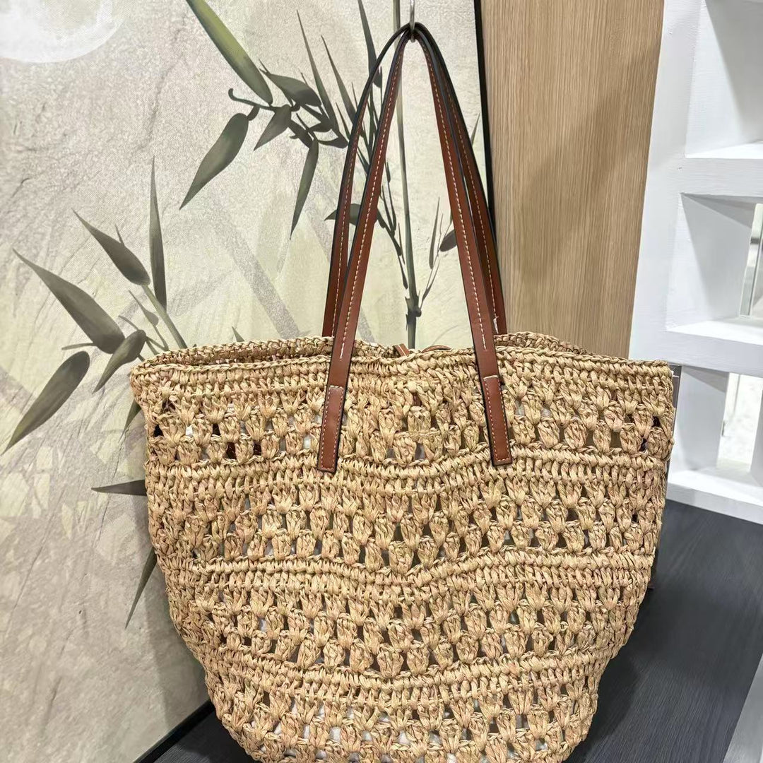 Large Basket Shopper Made of Handwoven Natural Material Stornfield