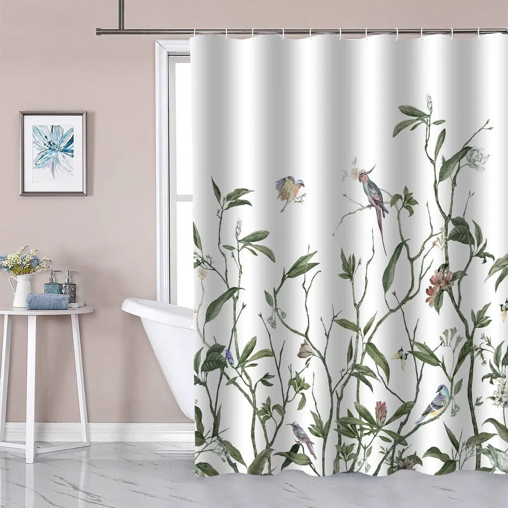 Tropical Leaf Pattern Shower Curtain Stornfield