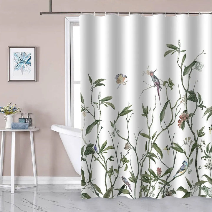 Tropical Leaf Pattern Shower Curtain Stornfield