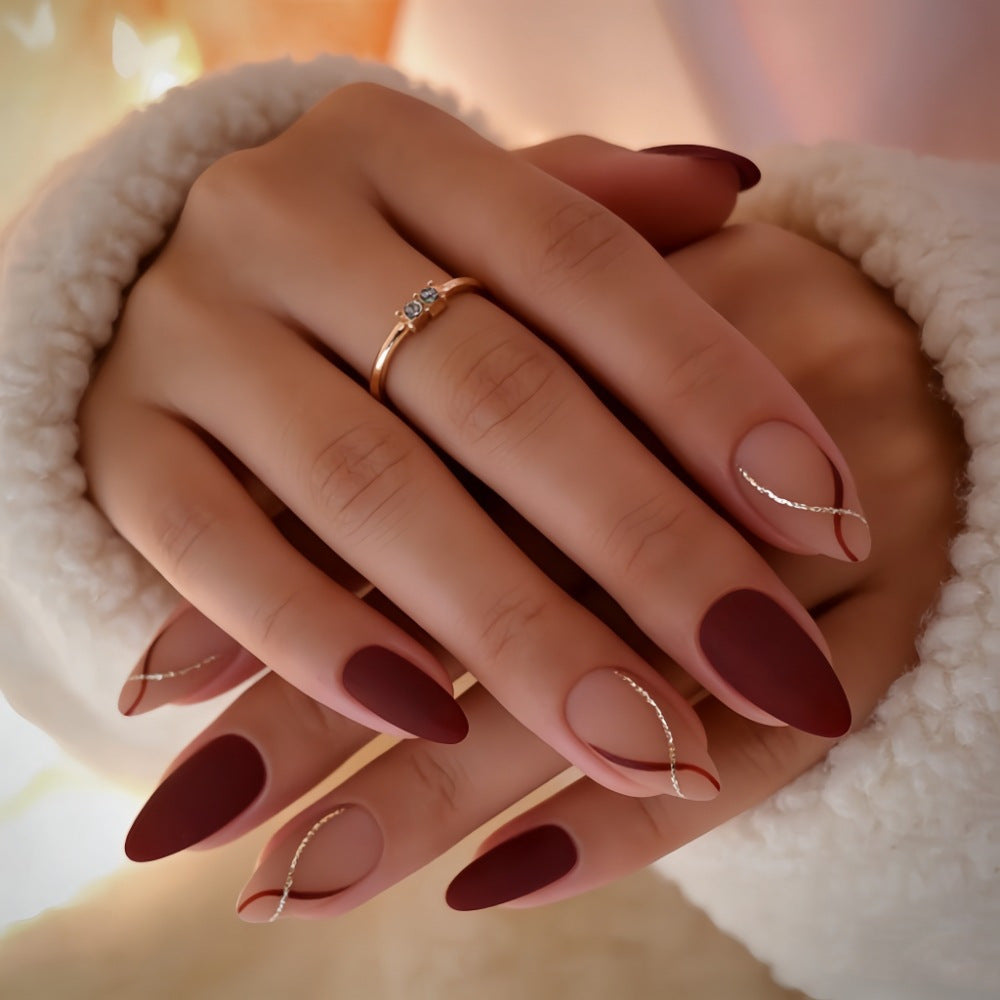 Premium Artificial Nails with Creative Matte Finish and Elegant Decorations Stornfield