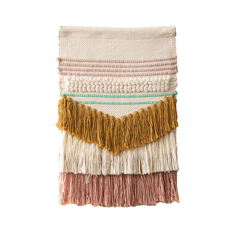 Boho Wall Hanging Macrame with Hand-Knotted Fringes and Woven Cable Patterns Stornfield