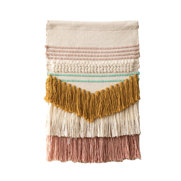 Boho Wall Hanging Macrame with Hand-Knotted Fringes and Woven Cable Patterns Stornfield