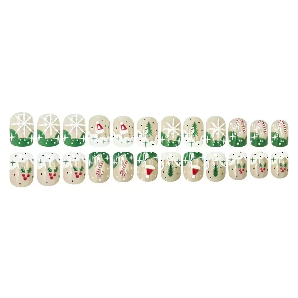 Artificial nail set with Christmas motifs and glitter accents Stornfield