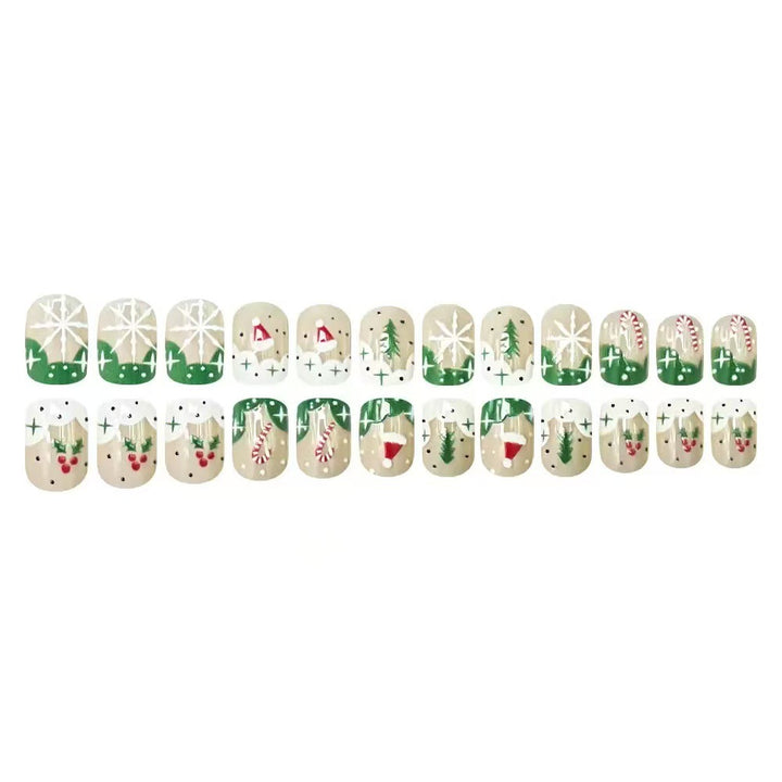 Artificial nail set with Christmas motifs and glitter accents Stornfield