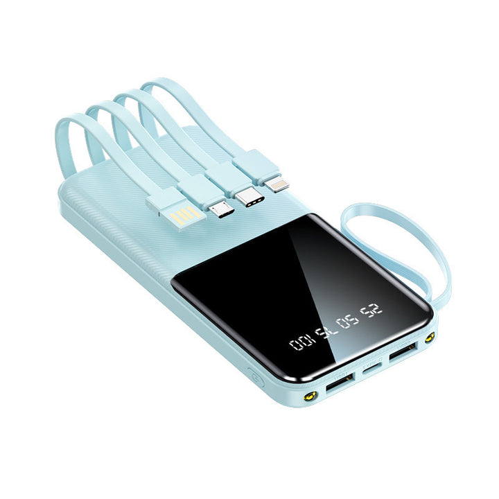 Portable power bank with multifunctional connection and integrated charging cables Stornfield