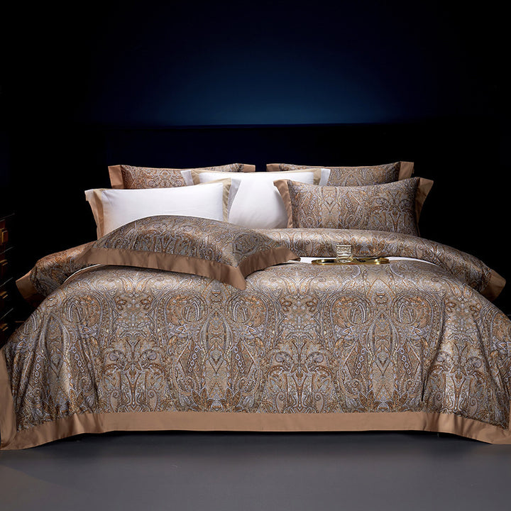 Luxury Paisley Jacquard Sateen Duvet Cover and Pillow Sham Set