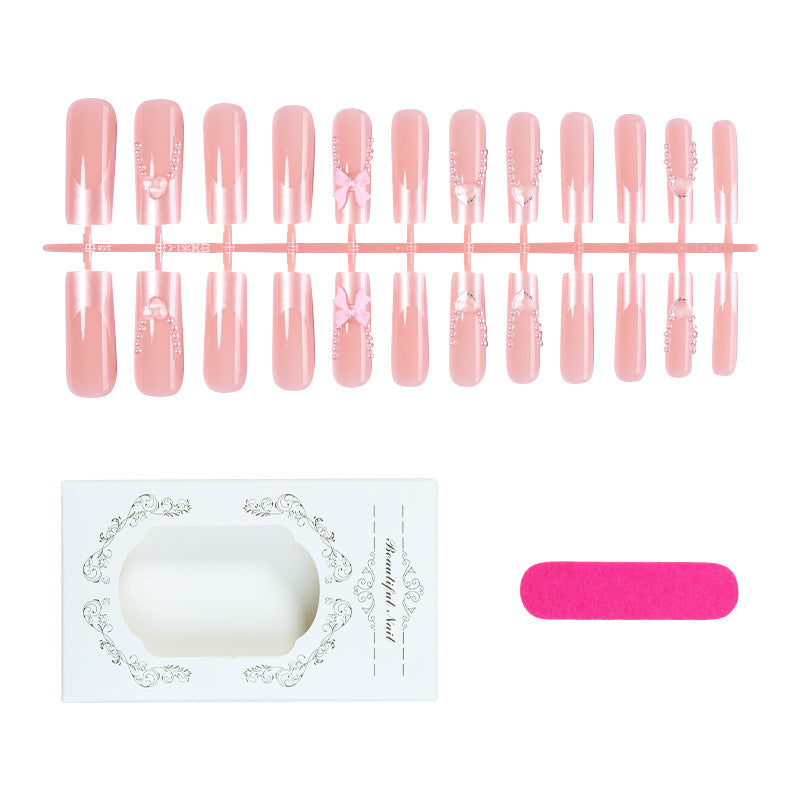 Decorative Press-On Nail Art Set with Pearls and Bows Stornfield