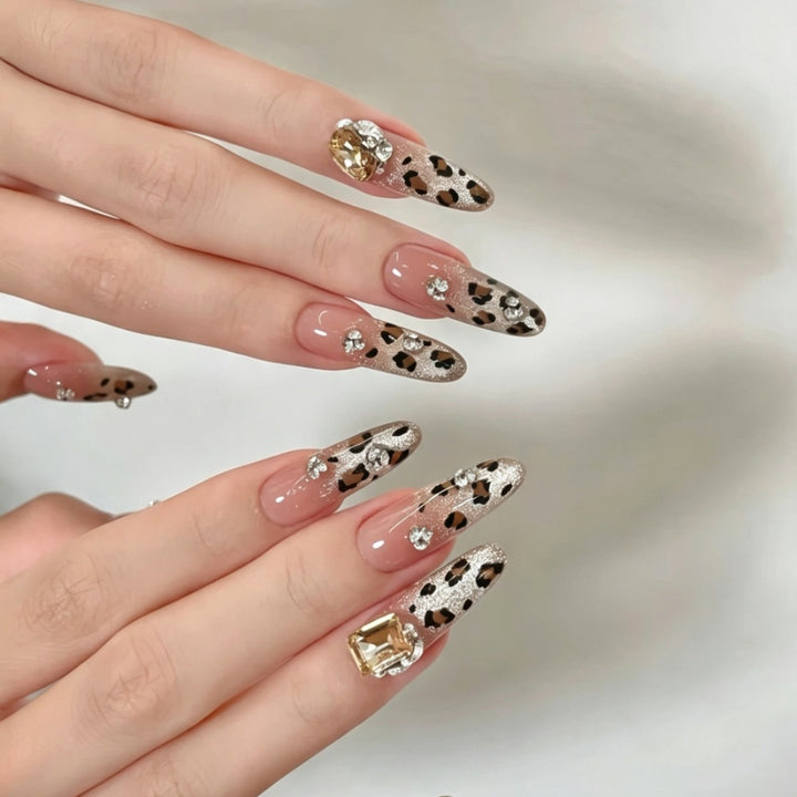 Decorative Long Stiletto Press-On Nails with Rhinestone Accents Stornfield