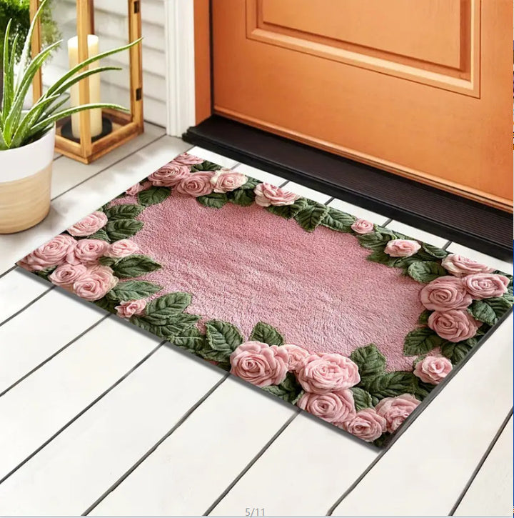 Decorative Floral Area Mat Stornfield