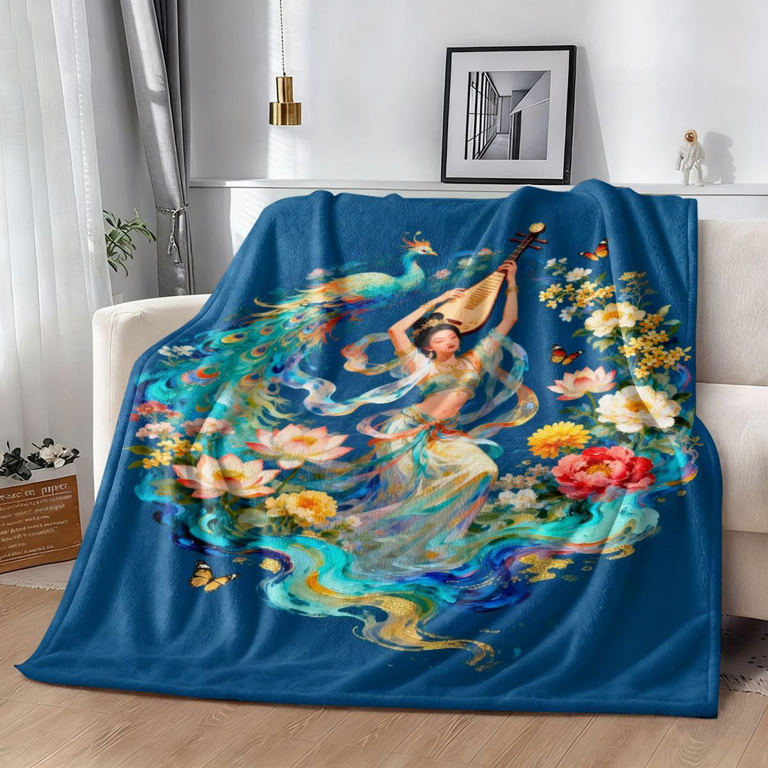 Artistic Cultural Print Fleece Throw Blanket