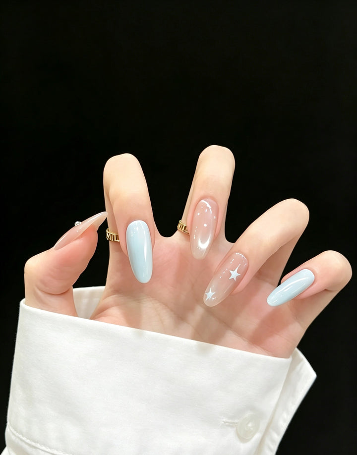 Elegant Ombre Press-On Nail Set with Star Accents