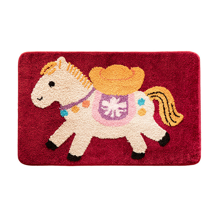 Kids bath mat with quilted pony applique and non-slip underside Stornfield