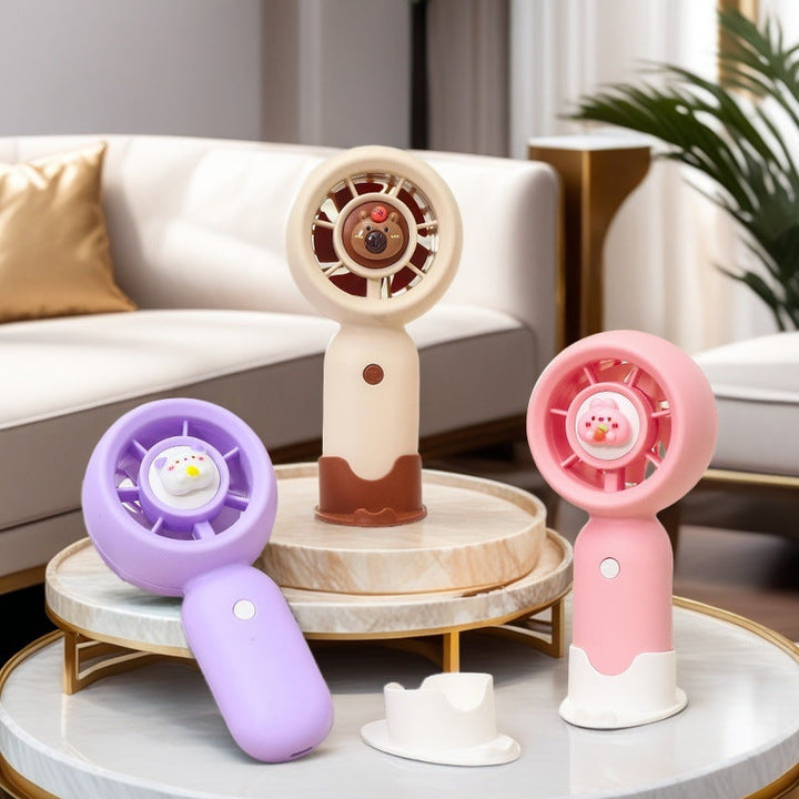 Women's Portable Handheld Fan with Cute Bear Design Stornfield