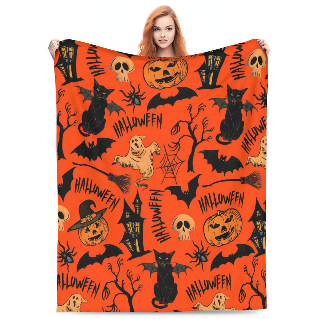 Halloween-Themed Cozy Fleece Blanket