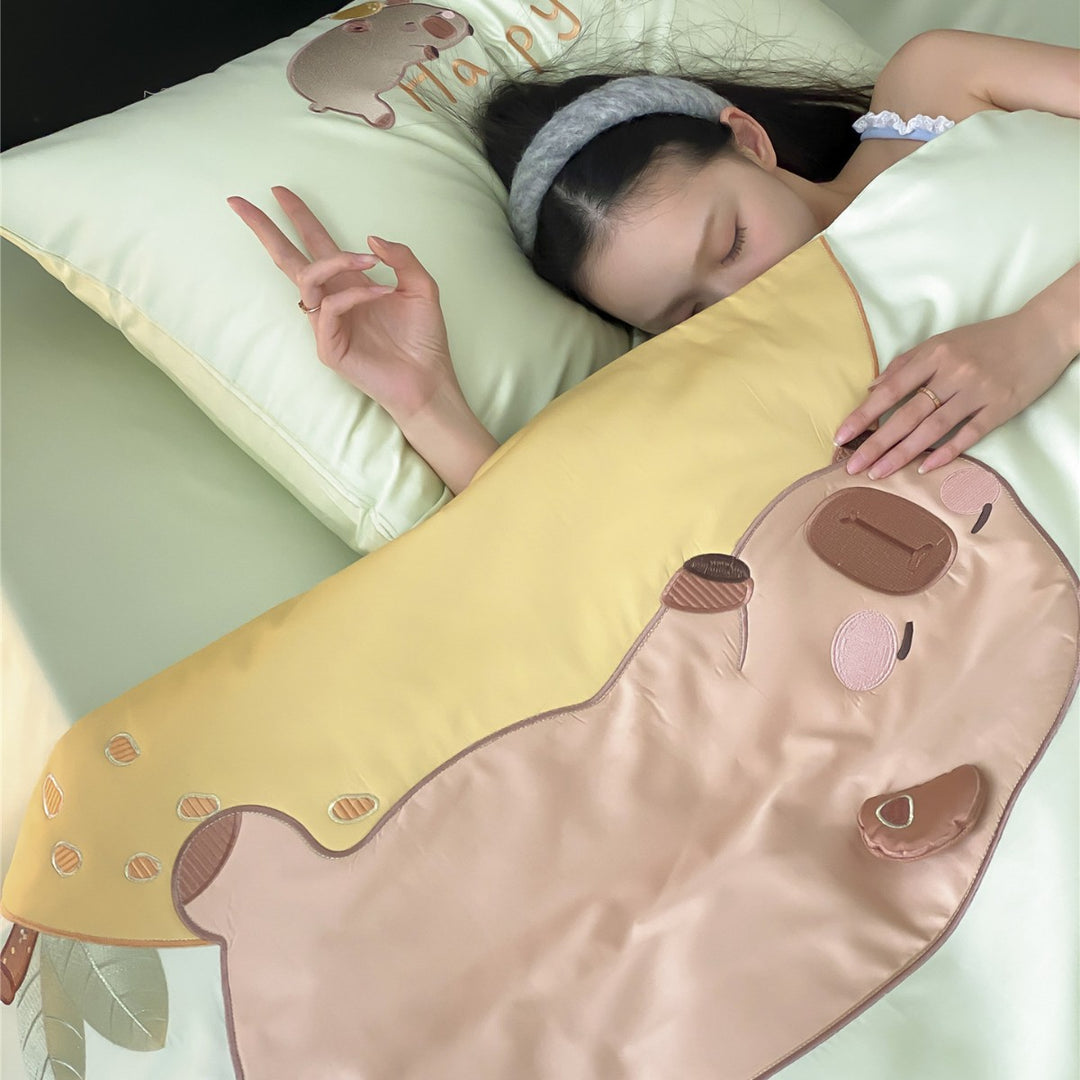Soft-Touch Cotton Duvet Cover Set with 3D Bear Appliqué, Reversible Sateen Back & Pillow Shams