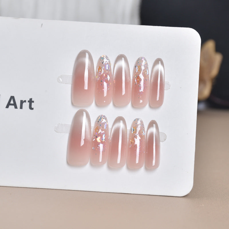 Artistic Gem-Accented Press-On Nail Extensions Stornfield