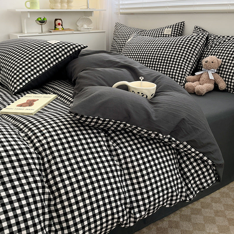 Checked Pattern Duvet Cover Set