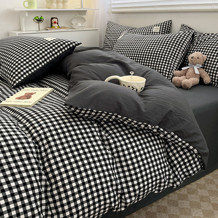 Checked Pattern Duvet Cover Set