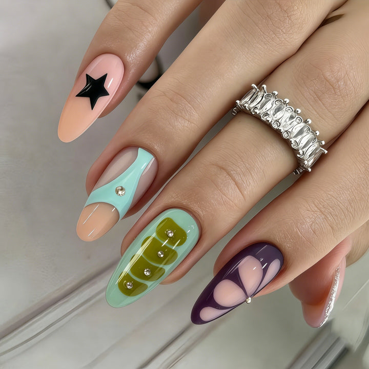 Creative Art Nails with Unique Geometric Designs Stornfield