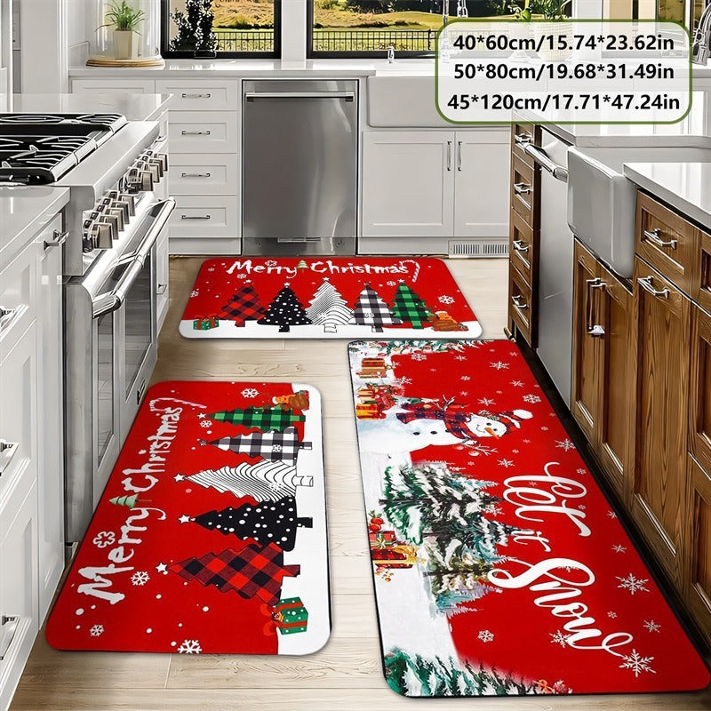 Christmas Tree Pattern Kitchen Mat