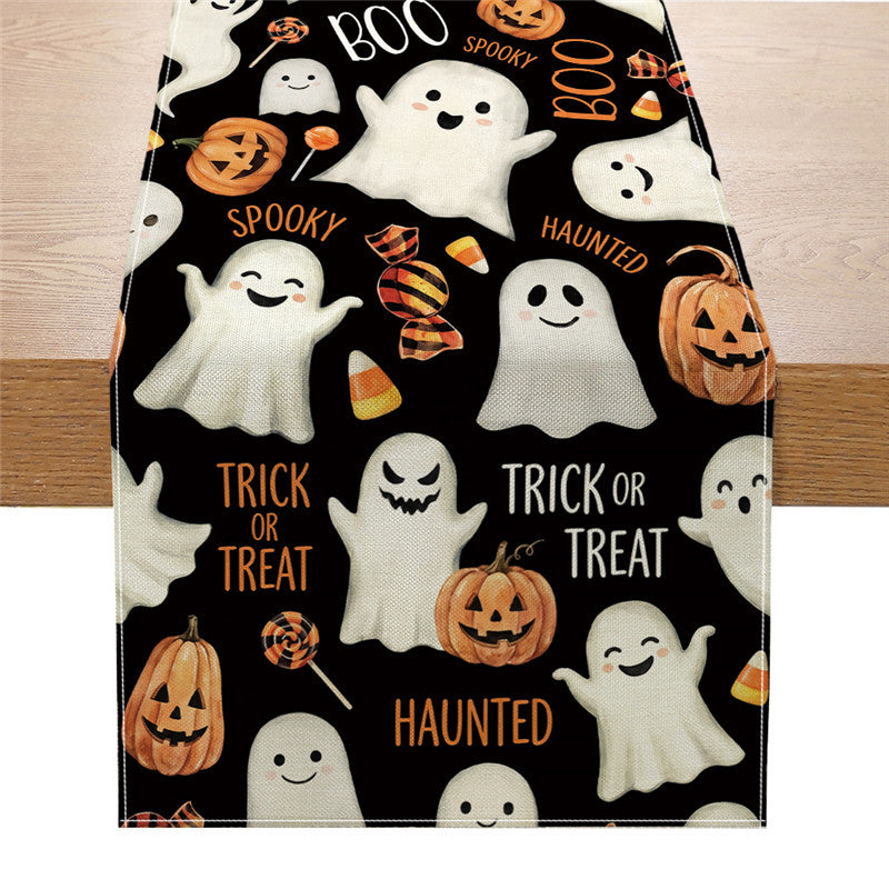 Halloween Jack-o'-Lantern Decorative Cotton Table Runner