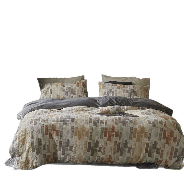 Luxury Textured Stone-Pattern Duvet Cover Set with Pillow Shams