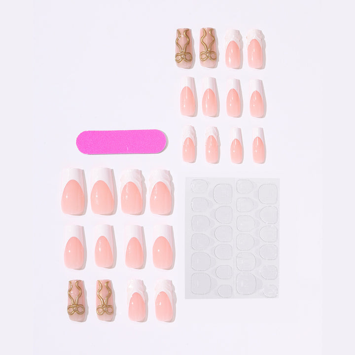 Artificial nail set with luxurious golden accents and elegant design Stornfield